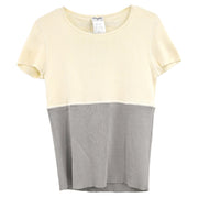 Chanel Sport Line Short Sleeve T-shirt Top Ivory Gray 01P #44