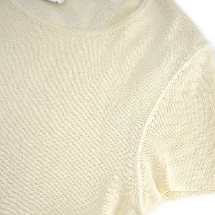 Chanel Sport Line Short Sleeve T-shirt Top Ivory Gray 01P #44