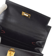 Hermes 1993 Black Rouge Vif Box Calf Mini Kelly 20 Sellier 2way Shoulder Handbag