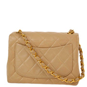 Chanel 1989-1991 Beige Lambskin Mini Classic Square Flap Shoulder Bag 17