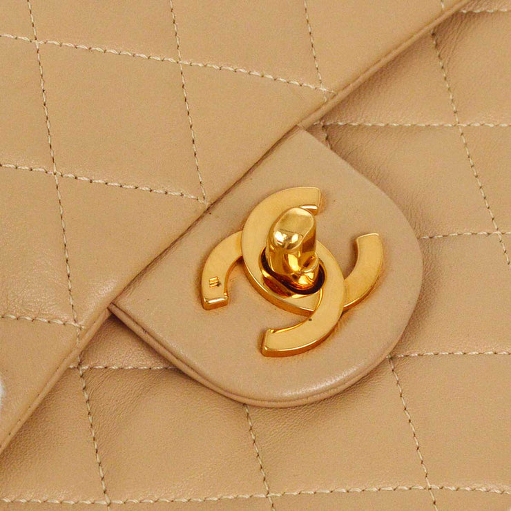 Chanel 1989-1991 Beige Lambskin Mini Classic Square Flap Shoulder Bag 17