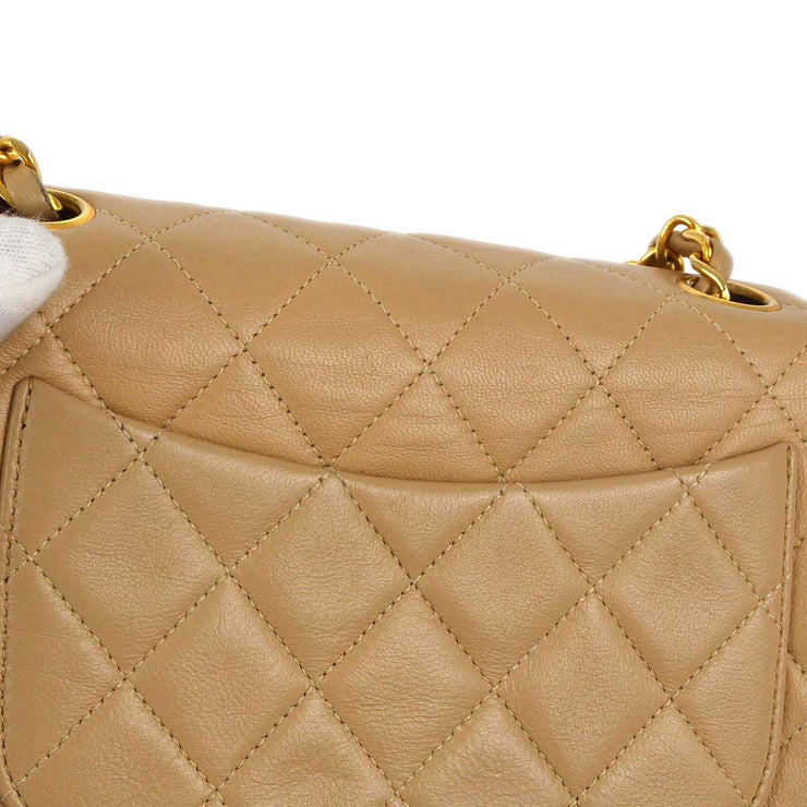 Chanel 1989-1991 Beige Lambskin Mini Classic Square Flap Shoulder Bag 17