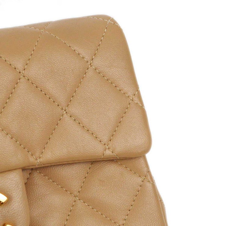 Chanel 1989-1991 Beige Lambskin Mini Classic Square Flap Shoulder Bag 17