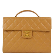 Chanel 1994-1996 Beige Caviar Briefcase Business Handbag