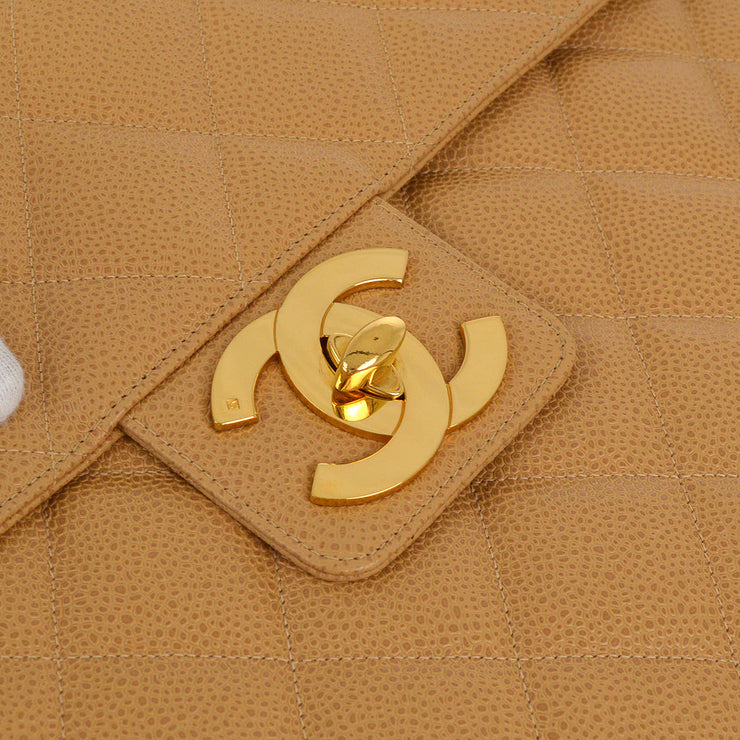 Chanel 1994-1996 Beige Caviar Briefcase Business Handbag