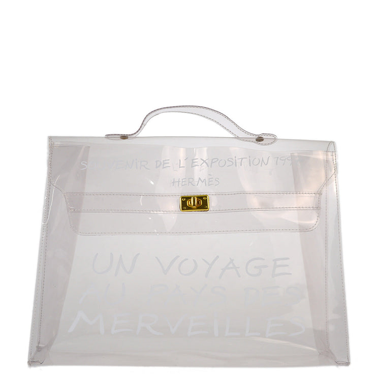 Hermes Clear Kelly Vinyl Beach Handbag