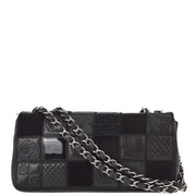 Chanel 2005-2006 Black Lambskin Icon Double Chain Classic Flap Shoulder Bag