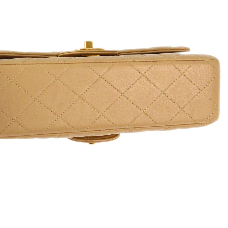 Chanel 1996-1997 Beige Lambskin Double Sided Classic Flap Shoulder Bag