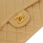 Chanel 1996-1997 Beige Lambskin Double Sided Classic Flap Shoulder Bag