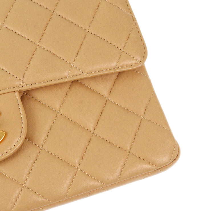 Chanel 1996-1997 Beige Lambskin Double Sided Classic Flap Shoulder Bag