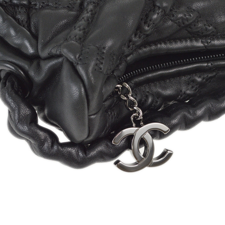 Chanel 2006-2008 Black Lambskin Paris-Biarritz Hobo Handbag