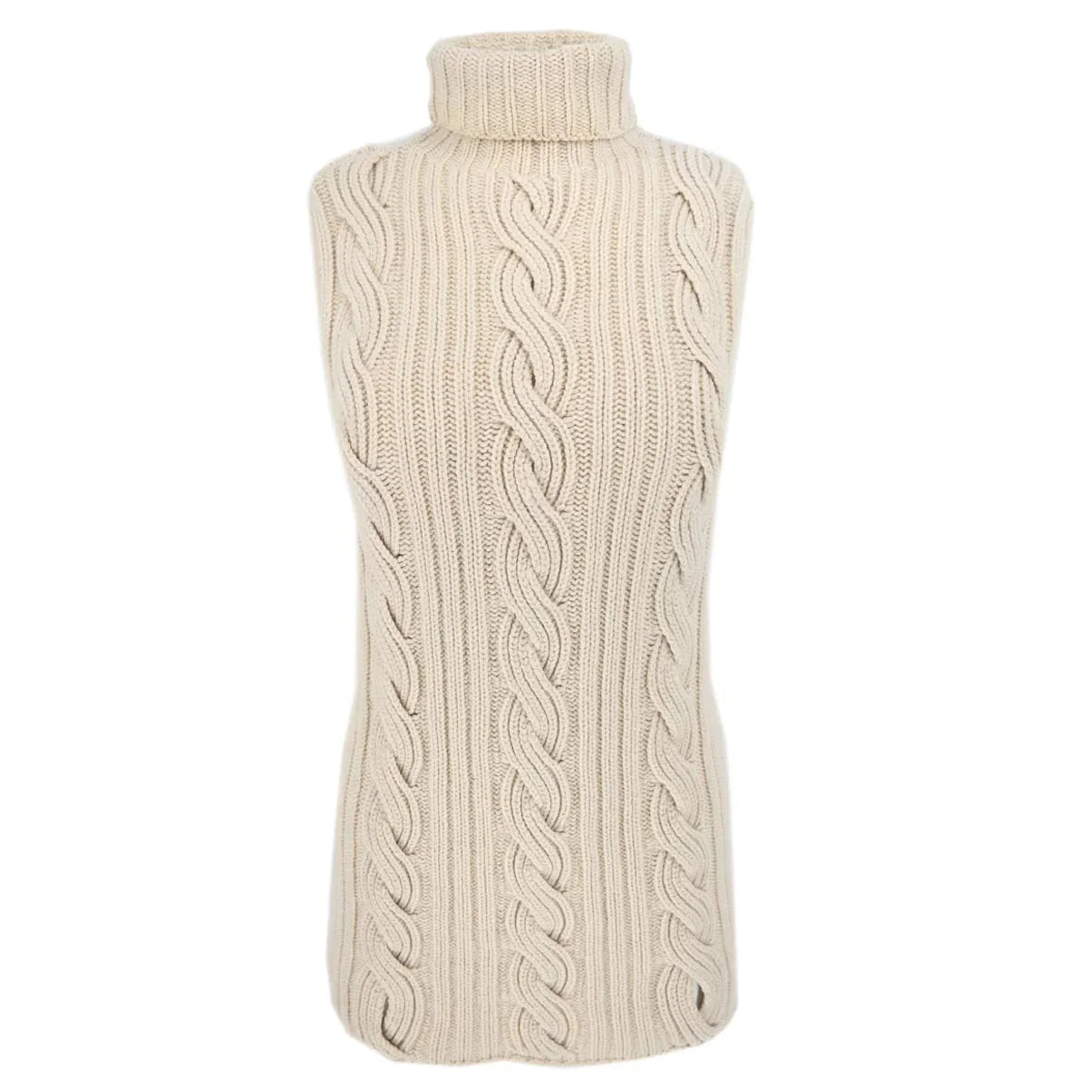 Hermes Sleeveless Turtleneck Dress Ivory #XS
