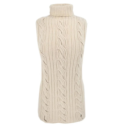 Hermes Sleeveless Turtleneck Dress Ivory #XS
