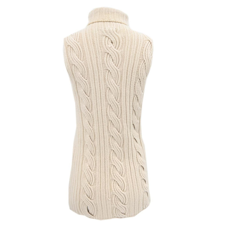 Hermes Sleeveless Turtleneck Dress Ivory #XS