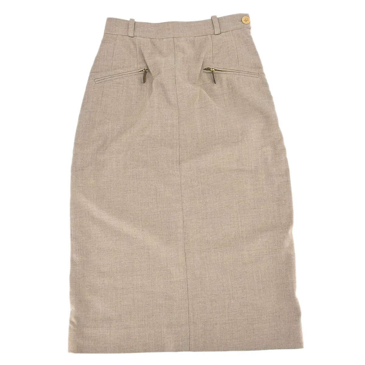 Hermes Knee Length Skirt Beige #36