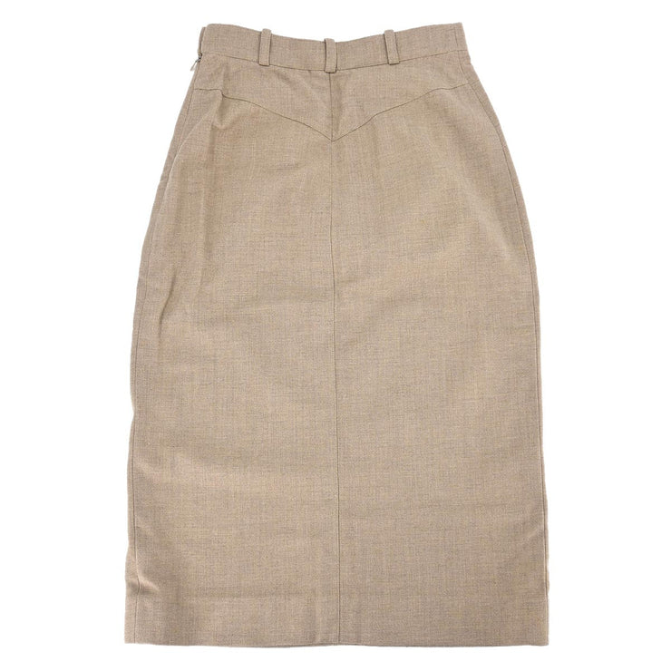 Hermes Knee Length Skirt Beige #36