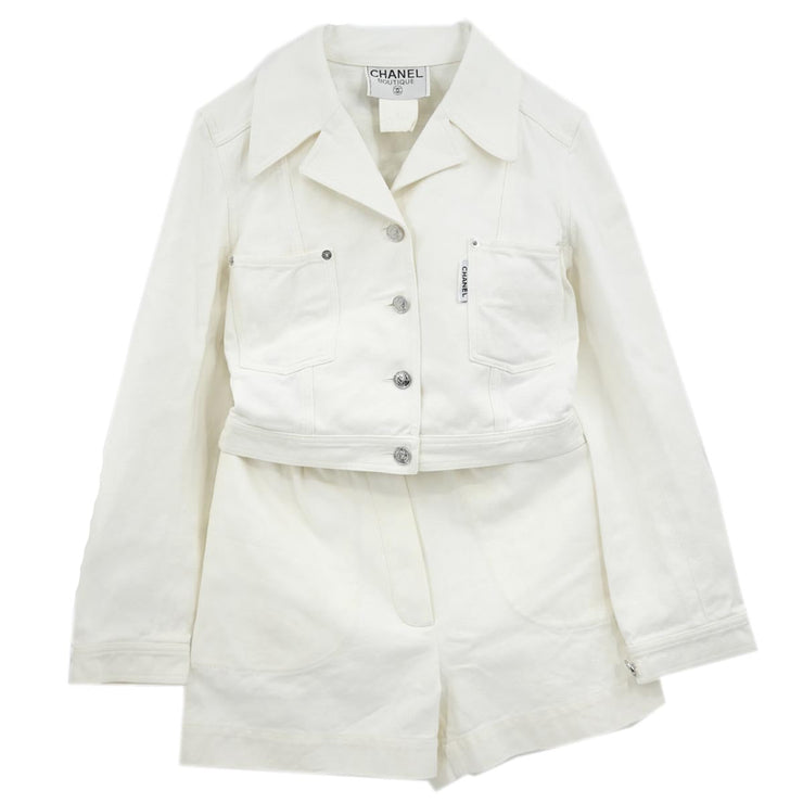 Chanel Setup Suit Jacket Short Pants White 96P #36 #34