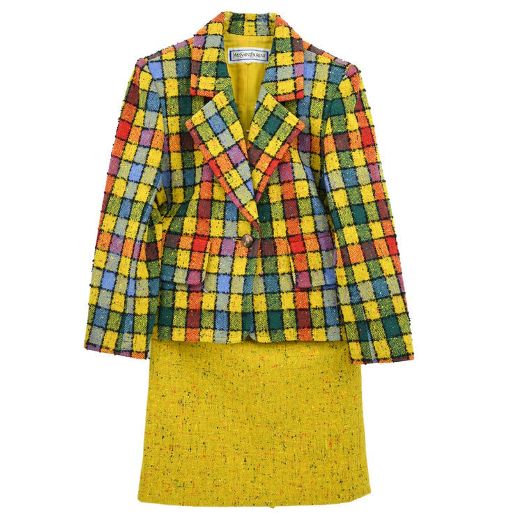 Yves Saint Laurent Setup Suit Jacket Skirt Yellow #M