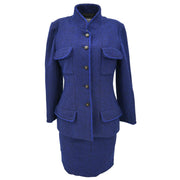 Chanel Setup Suit Jacket Skirt Blue 95A #42