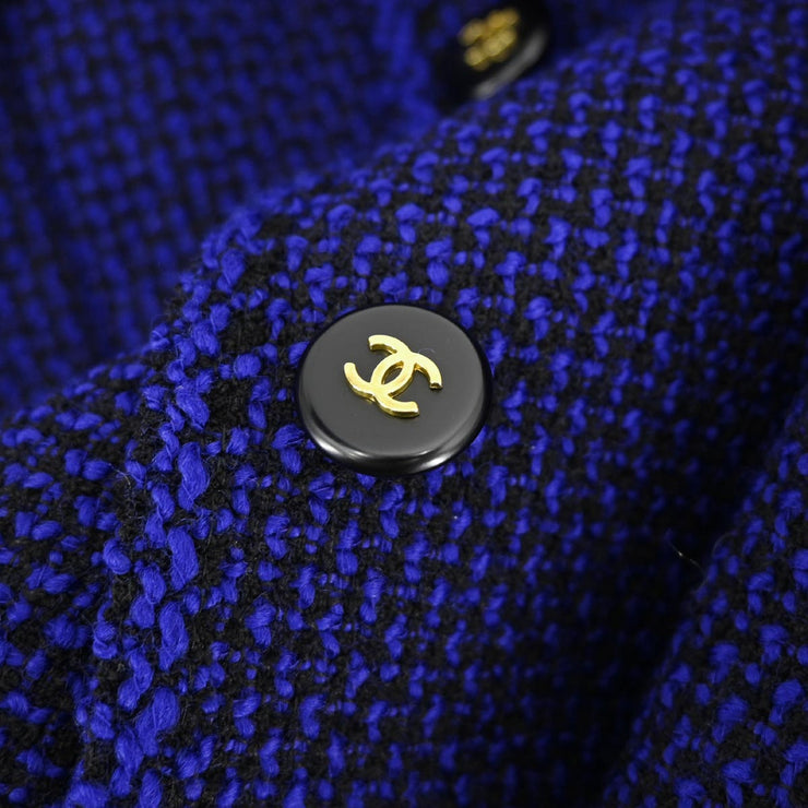 Chanel Setup Suit Jacket Skirt Blue 95A #42