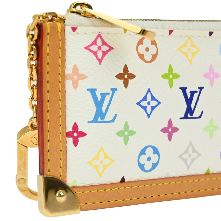 Louis Vuitton 2004 White Multicolor Pochette Cles Coin Purse M92655