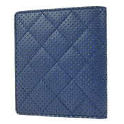 Chanel 2006-2008 Blue Punched Lambskin Bifold Wallet Purse