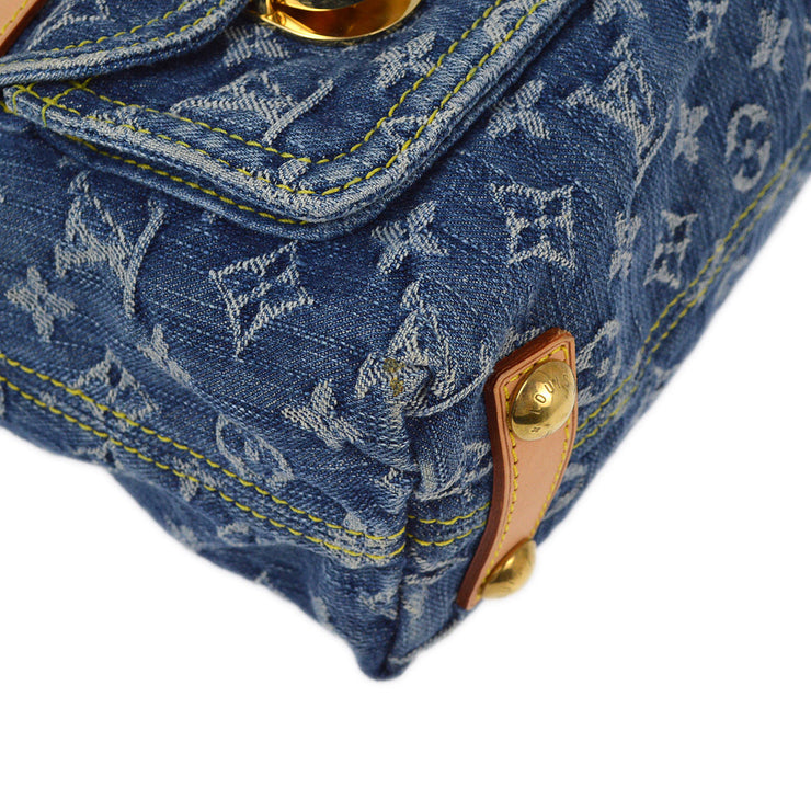 Louis Vuitton 2005 Blue Monogram Denim Baggy PM Shoulder Bag M95049