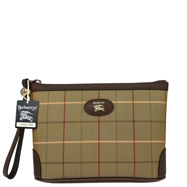 Burberry Brown Check Wristlet Clutch Bag