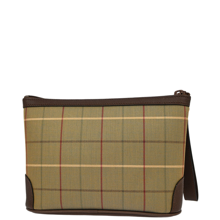 Burberry Brown Check Wristlet Clutch Bag