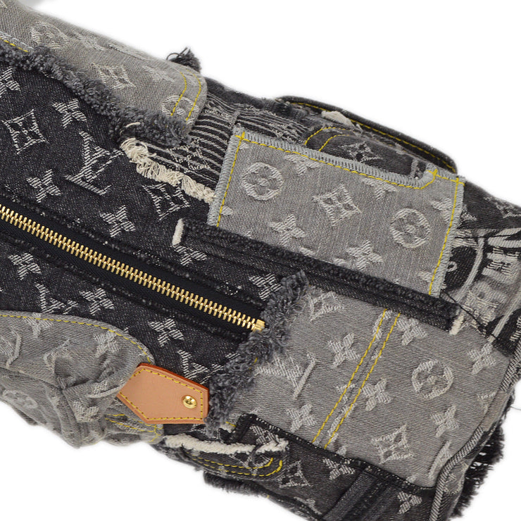 Louis Vuitton 2007 Gray Monogram Denim Patchwork Speedy 30 M95381