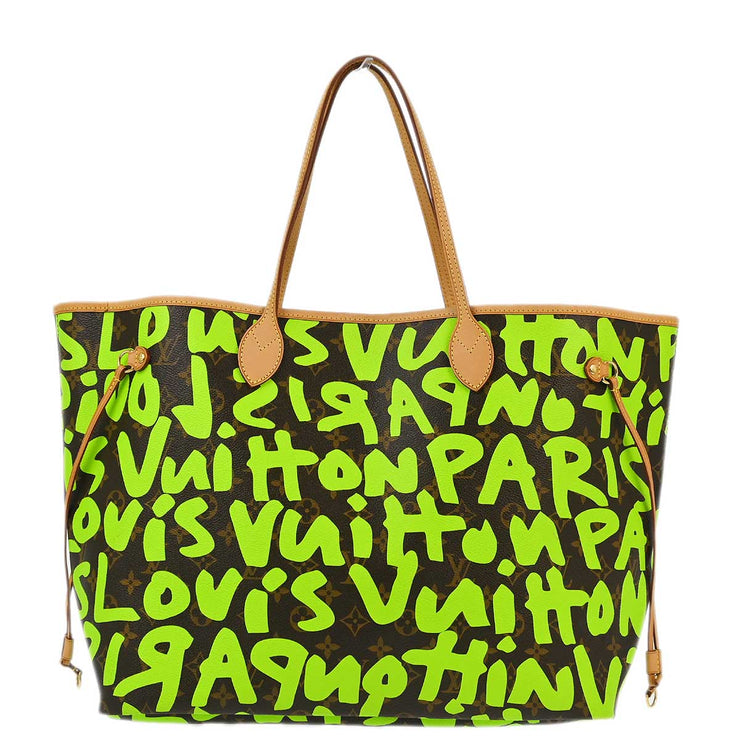 Louis Vuitton 2009 Green Monogram Graffiti Neverfull GM Tote M93703