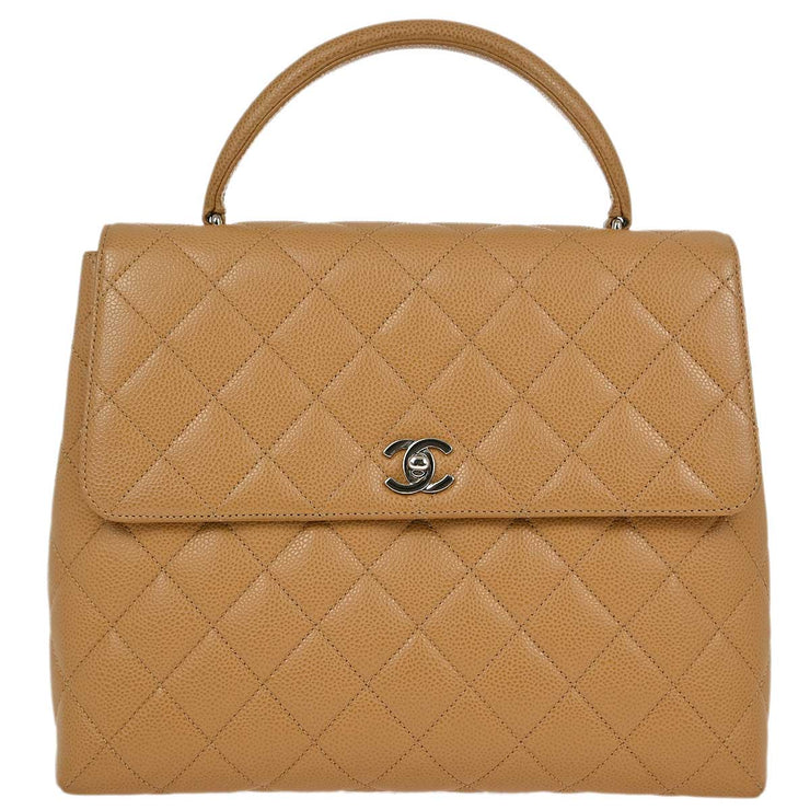 Chanel 2000-2001 Beige Caviar Kelly Handbag