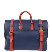 Hermes 1996 Blue Red Ardennes Drag Voyage 48 Handbag