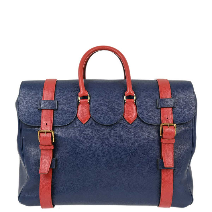 Hermes 1996 Blue Red Ardennes Drag Voyage 48 Handbag