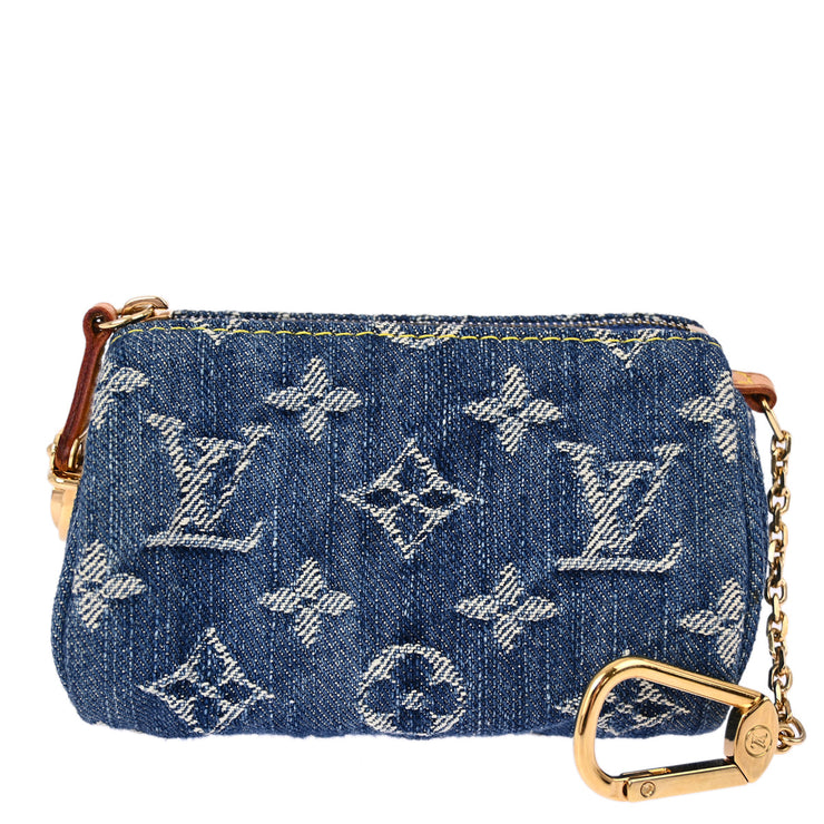 Louis Vuitton 2006 Blue Monogram Denim Trousse Speedy PM Pouch M95082