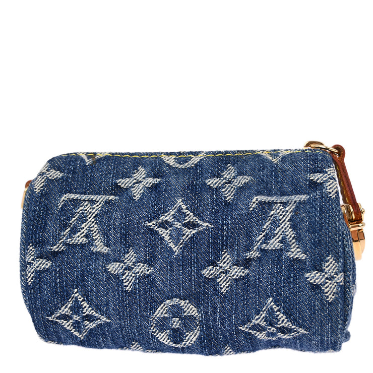 Louis Vuitton 2006 Blue Monogram Denim Trousse Speedy PM Pouch M95082