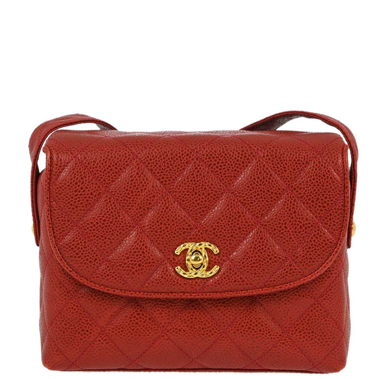 Chanel 1991-1994 Red Caviar Shoulder Bag