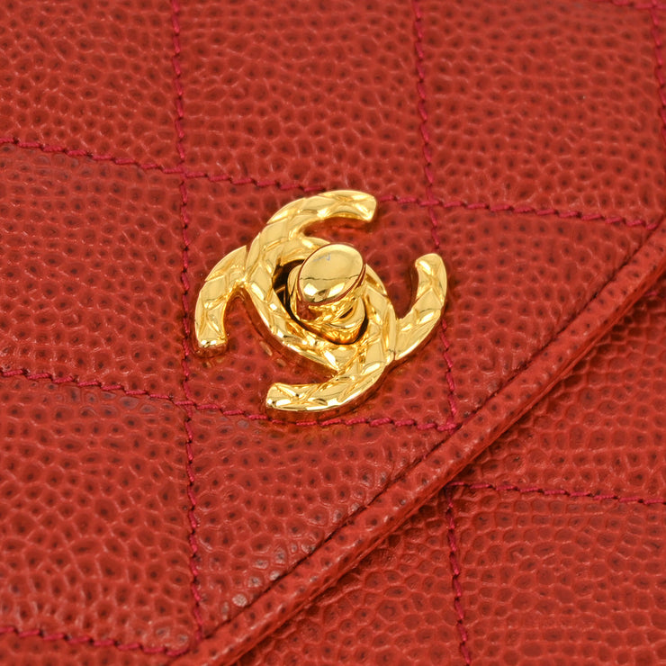 Chanel 1991-1994 Red Caviar Shoulder Bag