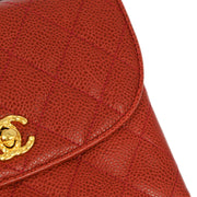 Chanel 1991-1994 Red Caviar Shoulder Bag