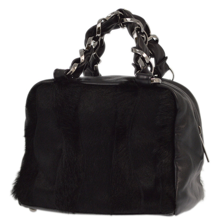 Chanel 2003-2004 Black Pony Hair Lambskin Handbag