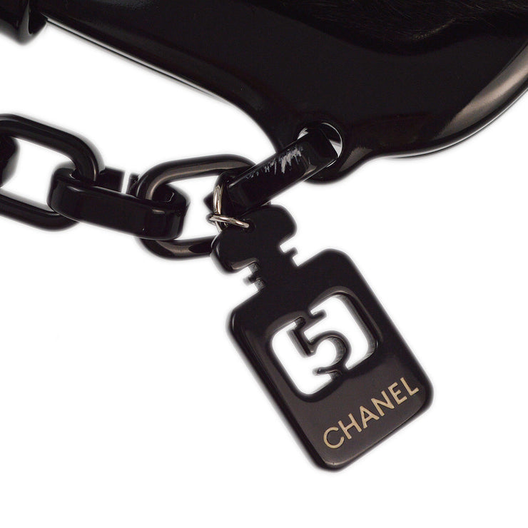 Chanel 2005-2006 Black Fur Lambskin Chain Shoulder Bag