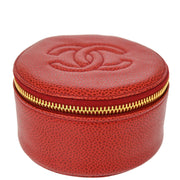 Chanel 1991-1994 Red Caviar Jewelry Case Pouch