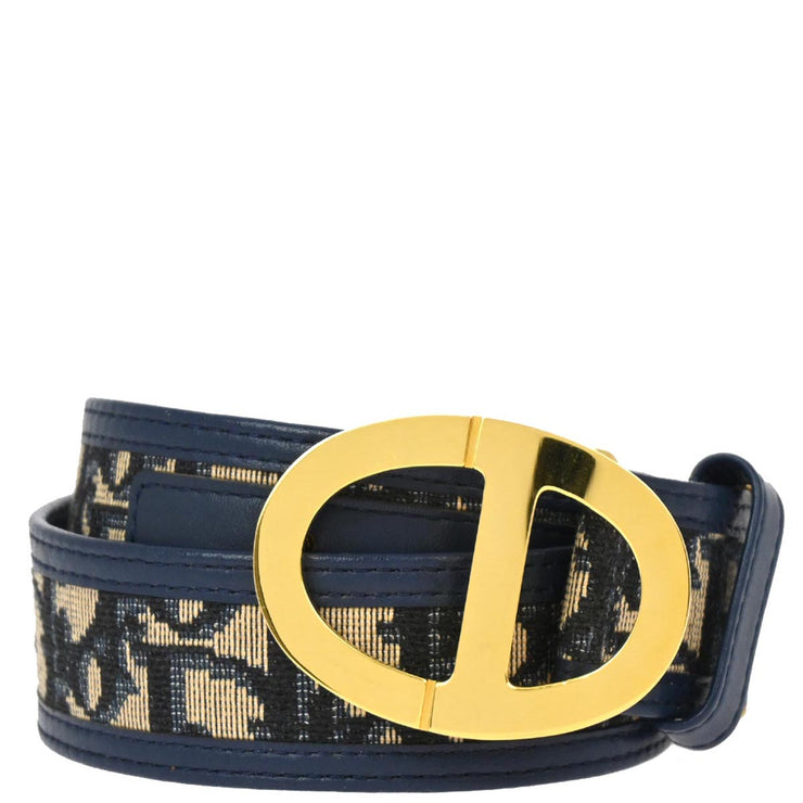 Christian Dior Trotter Belt Navy Small Good