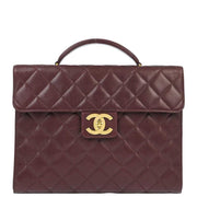 Chanel 1991-1994 Bordeaux Caviar Briefcase Business Handbag