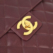 Chanel 1991-1994 Bordeaux Caviar Briefcase Business Handbag