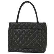 Chanel 2001-2003 Black Caviar Medallion Tote Handbag