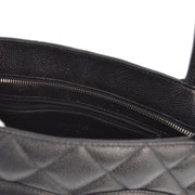 Chanel 2001-2003 Black Caviar Medallion Tote Handbag