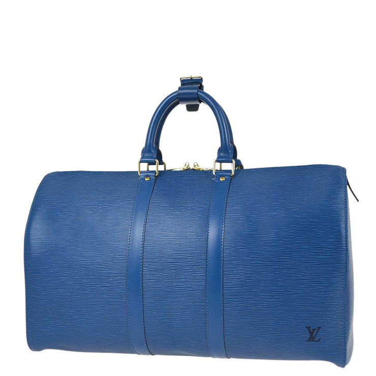 Louis Vuitton 1994 Blue Epi Keepall 45 Travel Duffle Handbag M42975