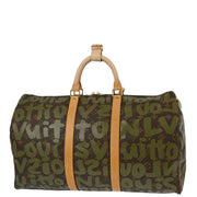 Louis Vuitton 2001 Khaki Monogram Graffiti Keepall 50 Duffle M92196