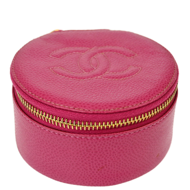 Chanel Pink Caviar Jewelry Case Pouch